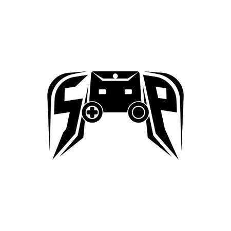 SP Initial ESport gaming logo. Game console shape style vector templateのイラスト素材
