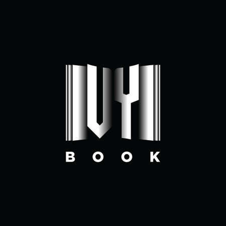 VY Monogram Logo Letter Book Shape Style Template Vector, Cover Book, Stationery Iconのイラスト素材