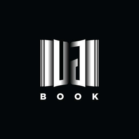 UG Monogram Logo Letter Book Shape Style Template Vector, Cover Book, Stationery Iconのイラスト素材