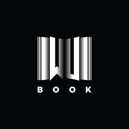 WU Monogram Logo Letter Book Shape Style Template Vector, Cover Book, Stationery Iconのイラスト素材