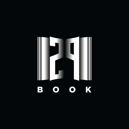 ZP Monogram Logo Letter Book Shape Style Template Vector, Cover Book, Stationery Iconのイラスト素材