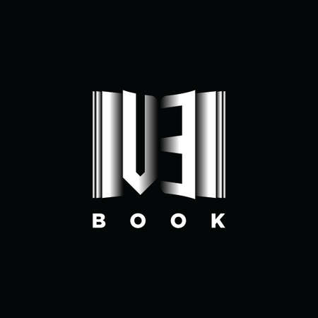 VE Monogram Logo Letter Book Shape Style Template Vector, Cover Book, Stationery Iconのイラスト素材