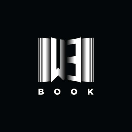 WE Monogram Logo Letter Book Shape Style Template Vector, Cover Book, Stationery Iconのイラスト素材