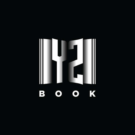 YZ Monogram Logo Letter Book Shape Style Template Vector, Cover Book, Stationery Iconのイラスト素材