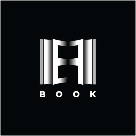 EF Monogram Logo Letter Book Shape Style Template Vector, Cover Book, Stationery Iconのイラスト素材