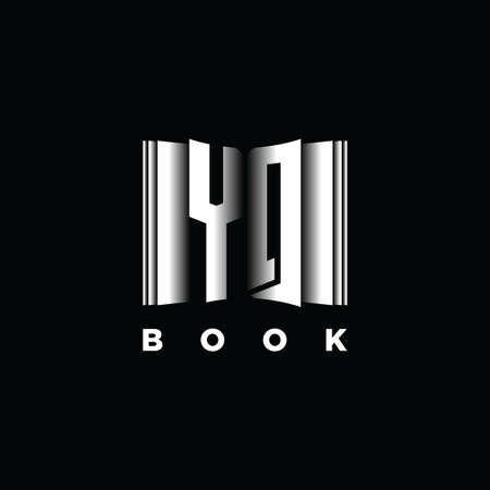 YQ Monogram Logo Letter Book Shape Style Template Vector, Cover Book, Stationery Iconのイラスト素材