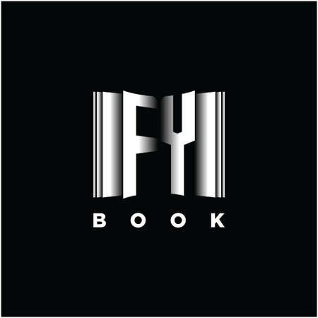 FY Monogram Logo Letter Book Shape Style Template Vector, Cover Book, Stationery Iconのイラスト素材