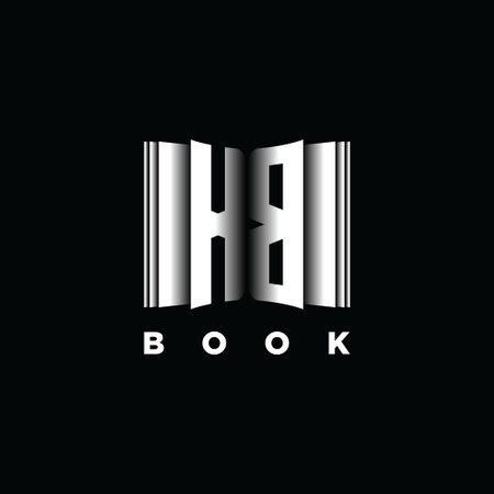 HB Monogram Logo Letter Book Shape Style Template Vector, Cover Book, Stationery Iconのイラスト素材