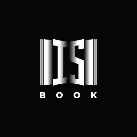 IS Monogram Logo Letter Book Shape Style Template Vector, Cover Book, Stationery Iconのイラスト素材