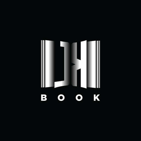 LK Monogram Logo Letter Book Shape Style Template Vector, Cover Book, Stationery Iconのイラスト素材