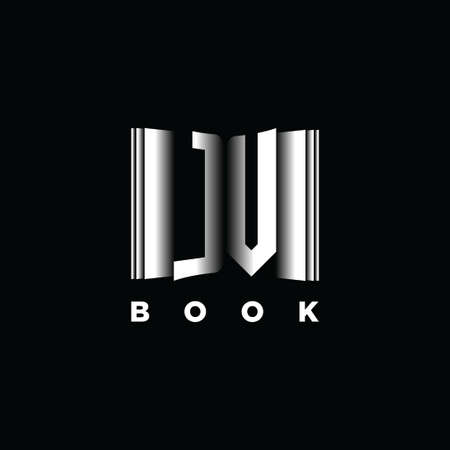 LV Monogram Logo Letter Book Shape Style Template Vector, Cover Book, Stationery Iconのイラスト素材