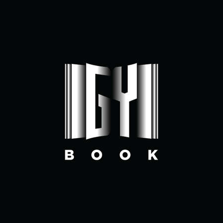 GY Monogram Logo Letter Book Shape Style Template Vector, Cover Book, Stationery Iconのイラスト素材