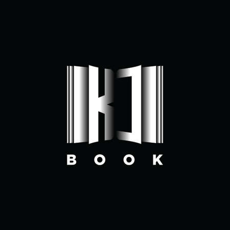 KC Monogram Logo Letter Book Shape Style Template Vector, Cover Book, Stationery Iconのイラスト素材