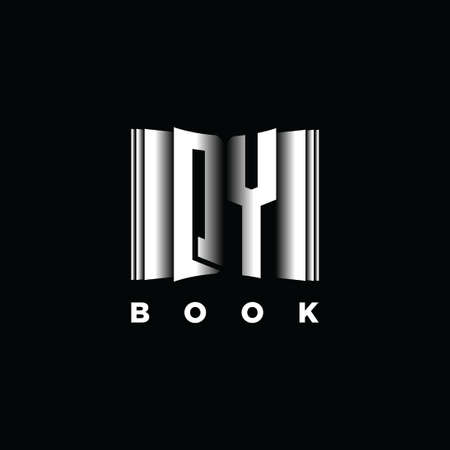 QY Monogram Logo Letter Book Shape Style Template Vector, Cover Book, Stationery Iconのイラスト素材