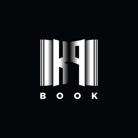 KP Monogram Logo Letter Book Shape Style Template Vector, Cover Book, Stationery Iconのイラスト素材