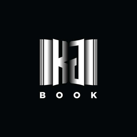 KG Monogram Logo Letter Book Shape Style Template Vector, Cover Book, Stationery Iconのイラスト素材