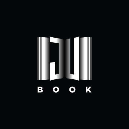 JU Monogram Logo Letter Book Shape Style Template Vector, Cover Book, Stationery Iconのイラスト素材