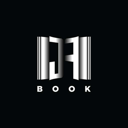 JF Monogram Logo Letter Book Shape Style Template Vector, Cover Book, Stationery Iconのイラスト素材