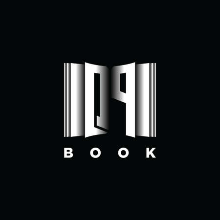 QP Monogram Logo Letter Book Shape Style Template Vector, Cover Book, Stationery Iconのイラスト素材