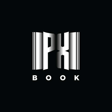 PX Monogram Logo Letter Book Shape Style Template Vector, Cover Book, Stationery Iconのイラスト素材