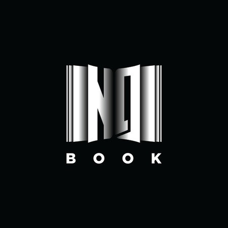 NQ Monogram Logo Letter Book Shape Style Template Vector, Cover Book, Stationery Iconのイラスト素材