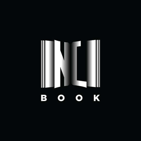 NL Monogram Logo Letter Book Shape Style Template Vector, Cover Book, Stationery Iconのイラスト素材