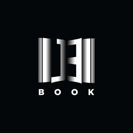 LE Monogram Logo Letter Book Shape Style Template Vector, Cover Book, Stationery Iconのイラスト素材
