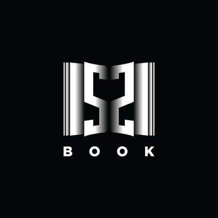SZ Monogram Logo Letter Book Shape Style Template Vector, Cover Book, Stationery Iconのイラスト素材