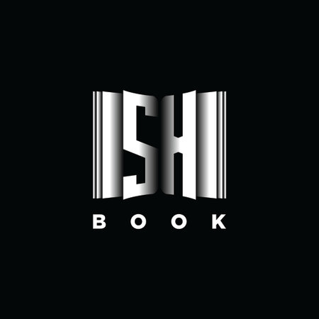 SH Monogram Logo Letter Book Shape Style Template Vector, Cover Book, Stationery Iconのイラスト素材