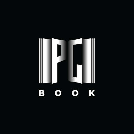 PJ Monogram Logo Letter Book Shape Style Template Vector, Cover Book, Stationery Iconのイラスト素材
