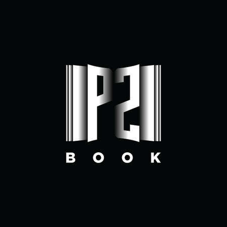 PZ Monogram Logo Letter Book Shape Style Template Vector, Cover Book, Stationery Iconのイラスト素材