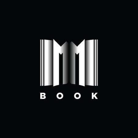 MM Monogram Logo Letter Book Shape Style Template Vector, Cover Book, Stationery Iconのイラスト素材