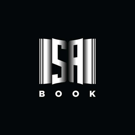 SA Monogram Logo Letter Book Shape Style Template Vector, Cover Book, Stationery Iconのイラスト素材