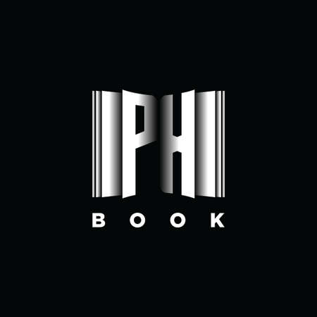 PH Monogram Logo Letter Book Shape Style Template Vector, Cover Book, Stationery Iconのイラスト素材