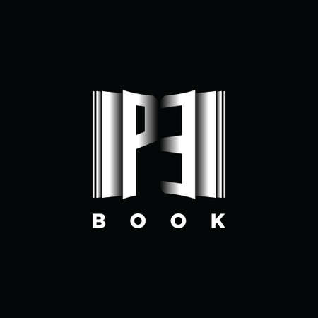 PE Monogram Logo Letter Book Shape Style Template Vector, Cover Book, Stationery Iconのイラスト素材