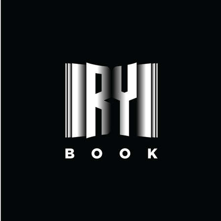 RY Monogram Logo Letter Book Shape Style Template Vector, Cover Book, Stationery Iconのイラスト素材