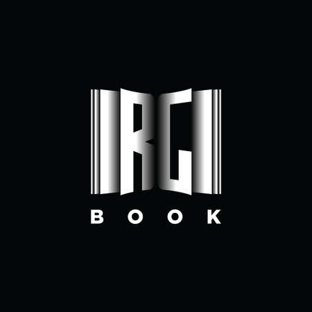 RJ Monogram Logo Letter Book Shape Style Template Vector, Cover Book, Stationery Iconのイラスト素材