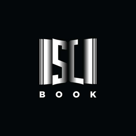 SL Monogram Logo Letter Book Shape Style Template Vector, Cover Book, Stationery Iconのイラスト素材
