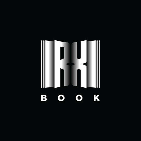 RX Monogram Logo Letter Book Shape Style Template Vector, Cover Book, Stationery Iconのイラスト素材