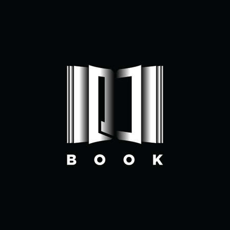 QC Monogram Logo Letter Book Shape Style Template Vector, Cover Book, Stationery Iconのイラスト素材