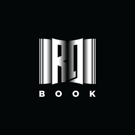 RQ Monogram Logo Letter Book Shape Style Template Vector, Cover Book, Stationery Iconのイラスト素材