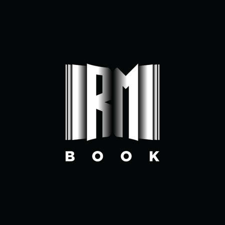 RM Monogram Logo Letter Book Shape Style Template Vector, Cover Book, Stationery Iconのイラスト素材
