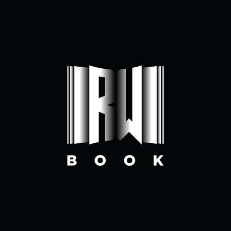 RW Monogram Logo Letter Book Shape Style Template Vector, Cover Book, Stationery Iconのイラスト素材
