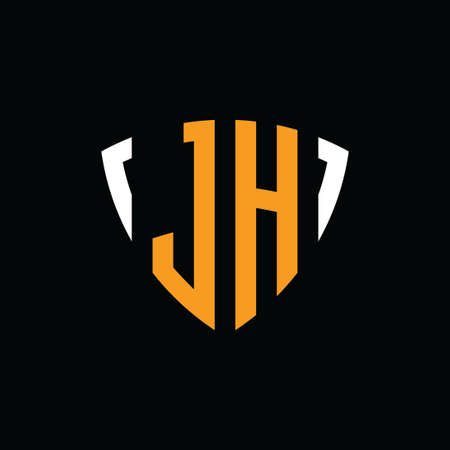 JH logo with shield white orange shape design template isolated on ...