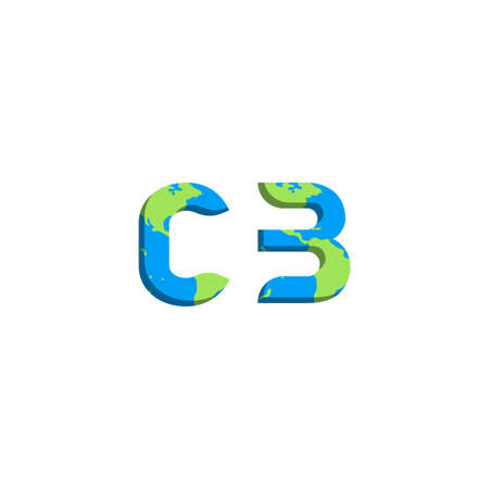 Initial CB logo design with World Map style, Logo business branding.のイラスト素材