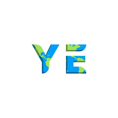 Initial YE logo design with World Map style, Logo business branding.のイラスト素材