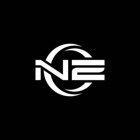 NZ Monogram logo letter with simple shape and circle rounded design template isolated on black backgroundのイラスト素材
