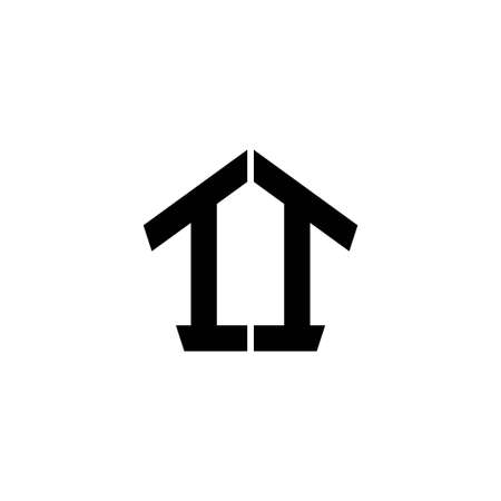 II Monogram logo letter with polygonal geometric shape style design isolated on white background. Star polygonal, shield star geometric.のイラスト素材