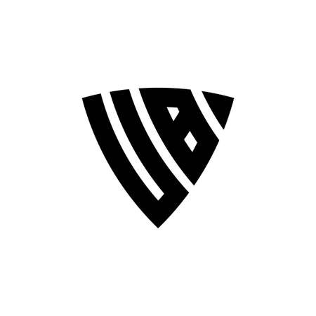 UB Monogram logo letter with triangle shield shape style design isolated on white background. Triangle monogram logo, shield monogram logo, triangle shield letter.のイラスト素材