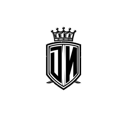 DN Monogram  letter with Simple shield crown style design. Luxurious monogram, shield luxury monogram, shield vintage letter monogramのイラスト素材